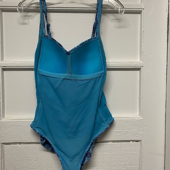 Onshore One Piece Swimsuit Women's Size 12 US Navy White Padded Shelf Bra - Picture 7 of 10